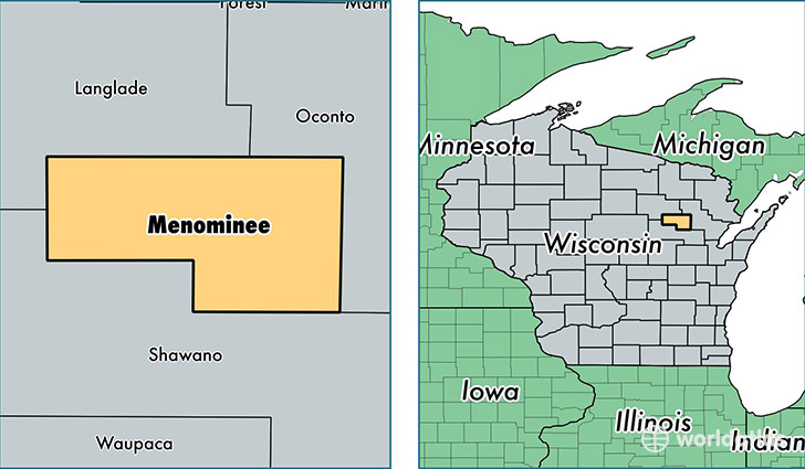 location of Menominee county on a map