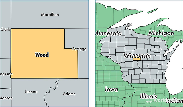 location of Wood county on a map