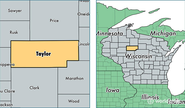 location of Taylor county on a map