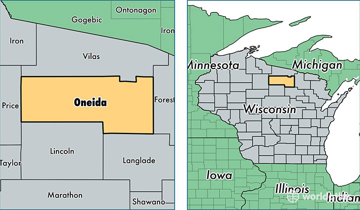 location of Oneida county on a map