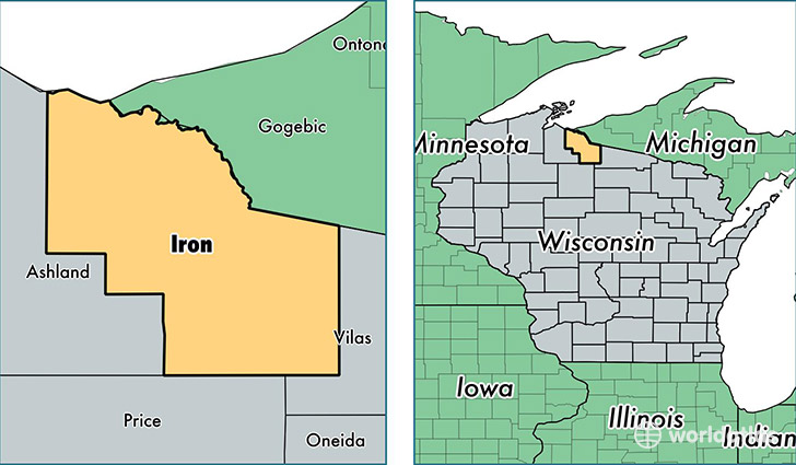 location of Iron county on a map