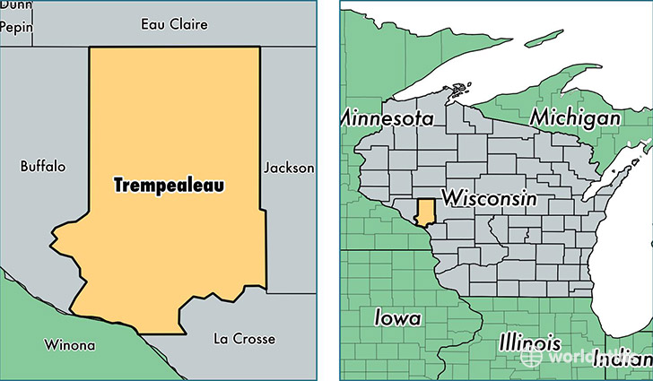 location of Trempealeau county on a map