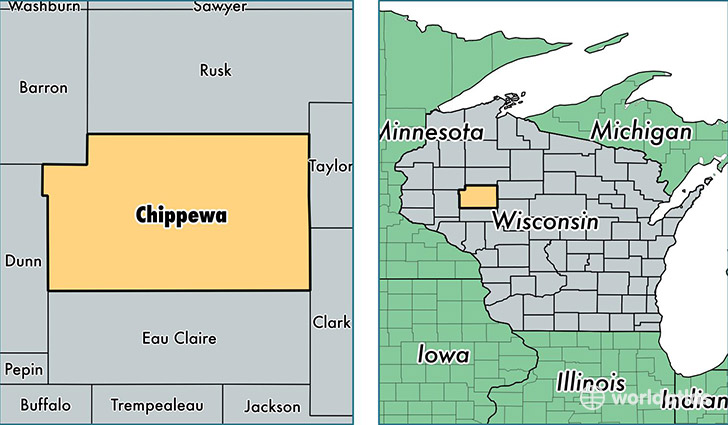 location of Chippewa county on a map