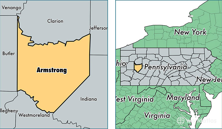 location of Armstrong county on a map