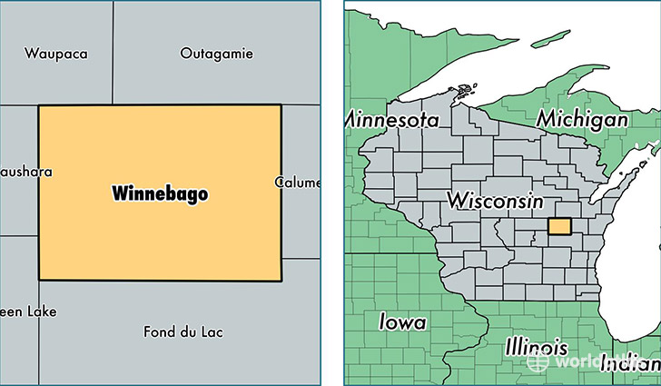 location of Winnebago county on a map