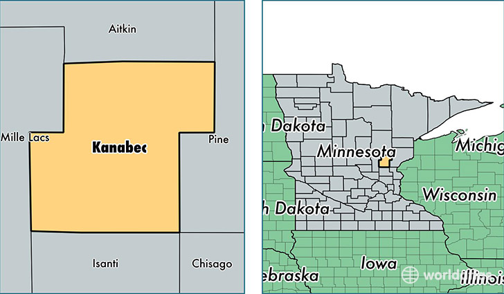 location of Kanabec county on a map