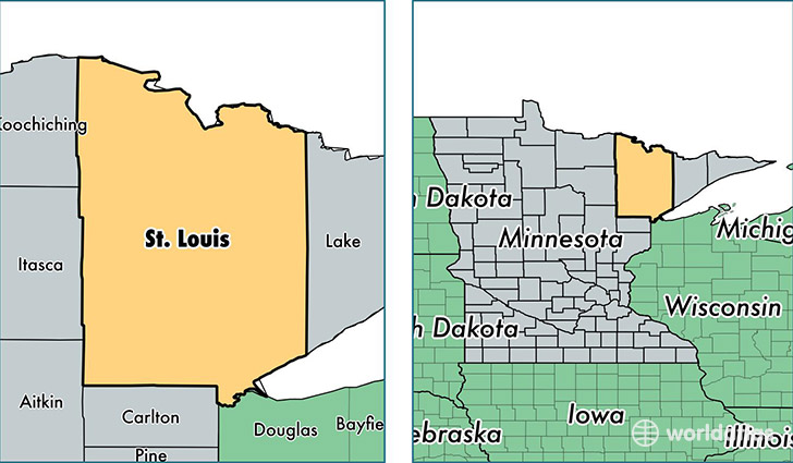 location of Saint Louis county on a map