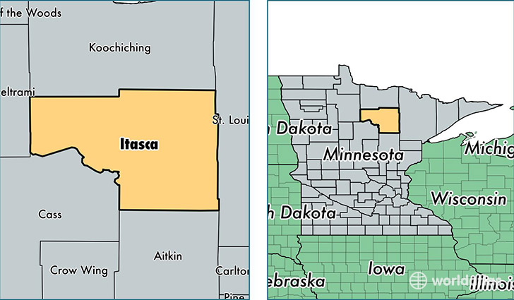 location of Itasca county on a map