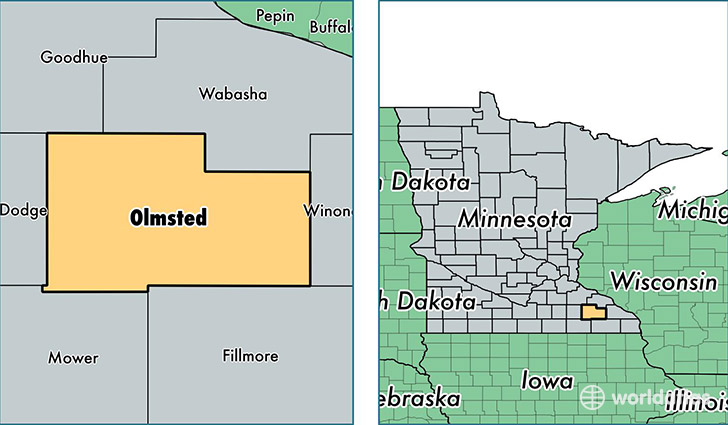 location of Olmsted county on a map