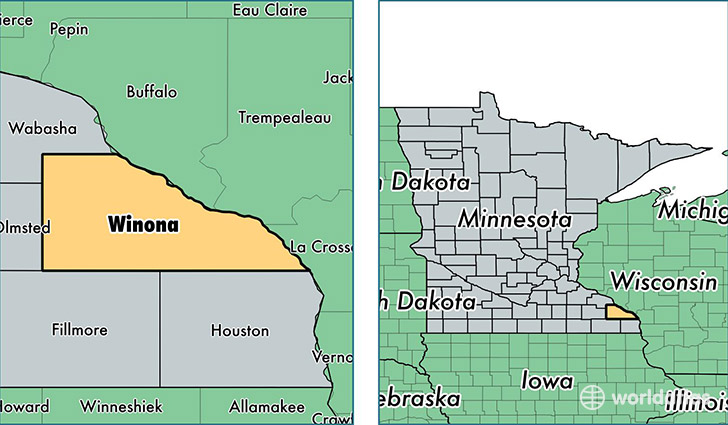 location of Winona county on a map