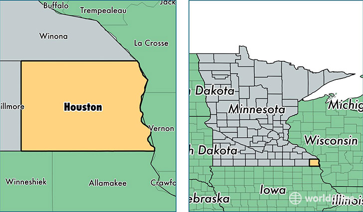 location of Houston county on a map