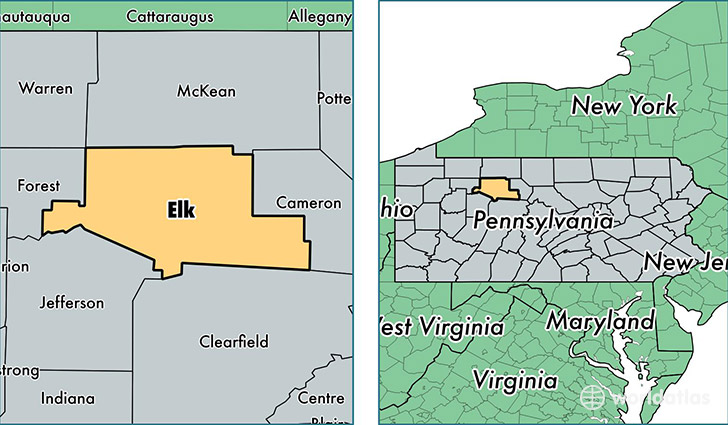 location of Elk county on a map