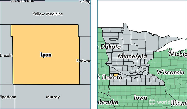 location of Lyon county on a map