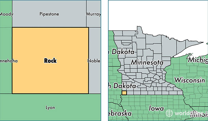 location of Rock county on a map