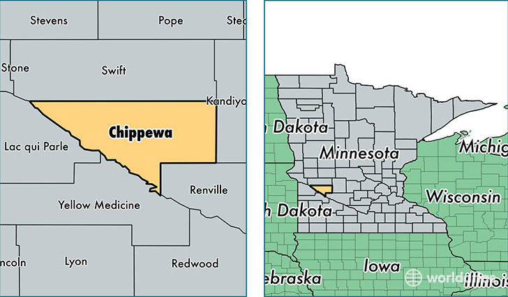 location of Chippewa county on a map