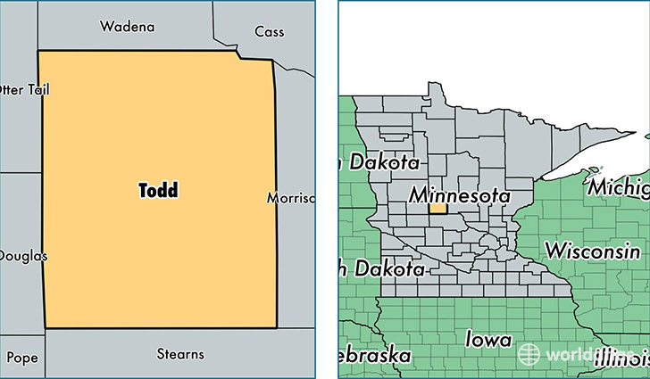 location of Todd county on a map