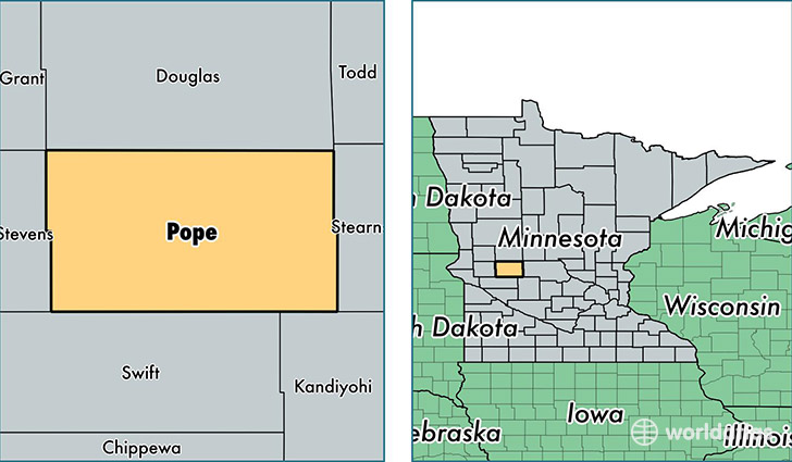 location of Pope county on a map