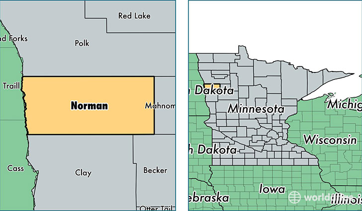location of Norman county on a map