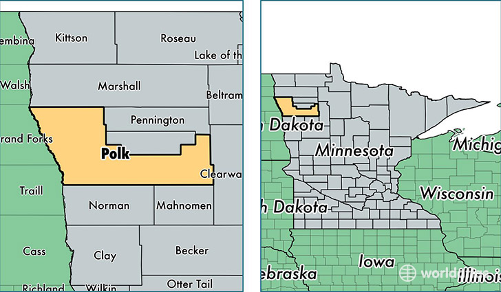 location of Polk county on a map