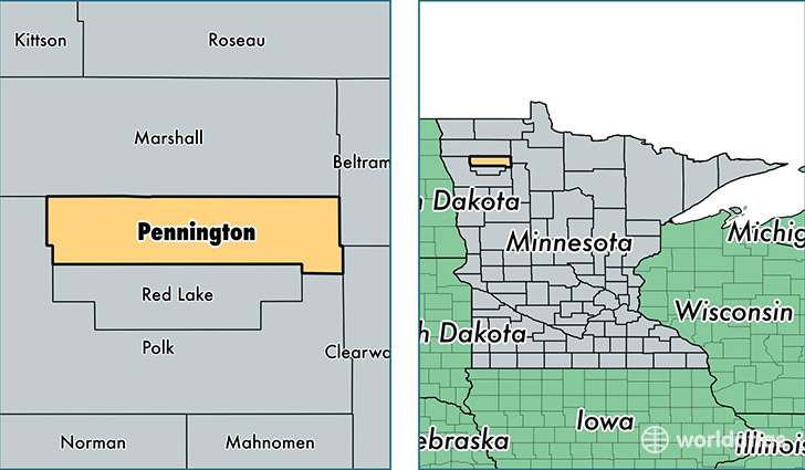 location of Pennington county on a map