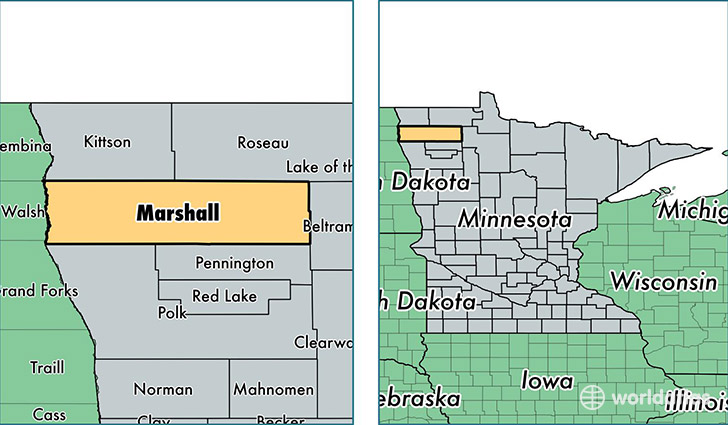 location of Marshall county on a map