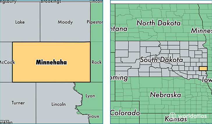 location of Minnehaha county on a map