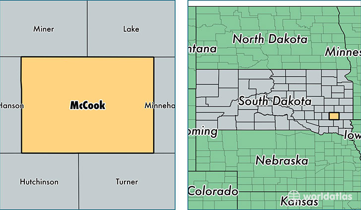 location of McCook county on a map