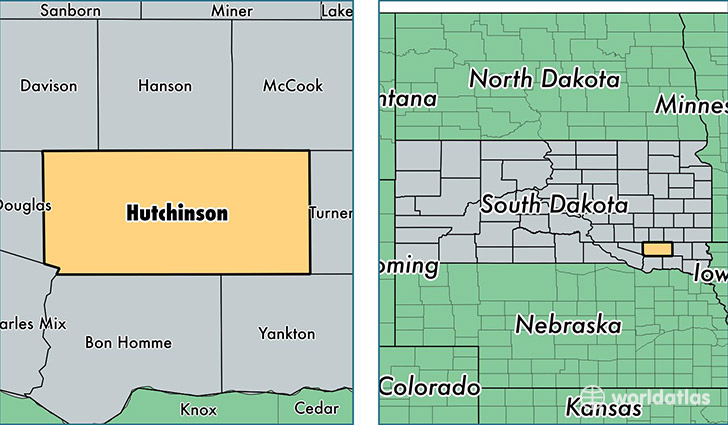 location of Hutchinson county on a map