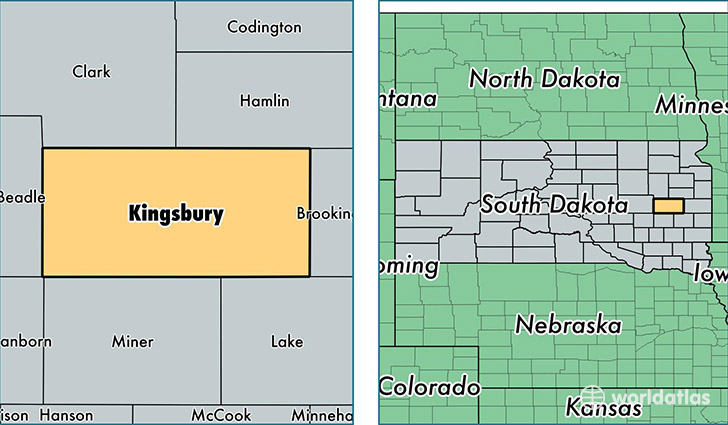 location of Kingsbury county on a map