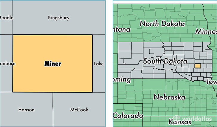 location of Miner county on a map