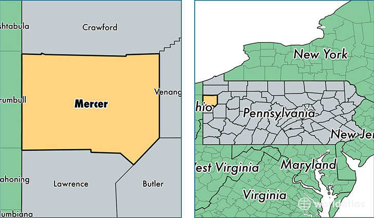 location of Mercer county on a map