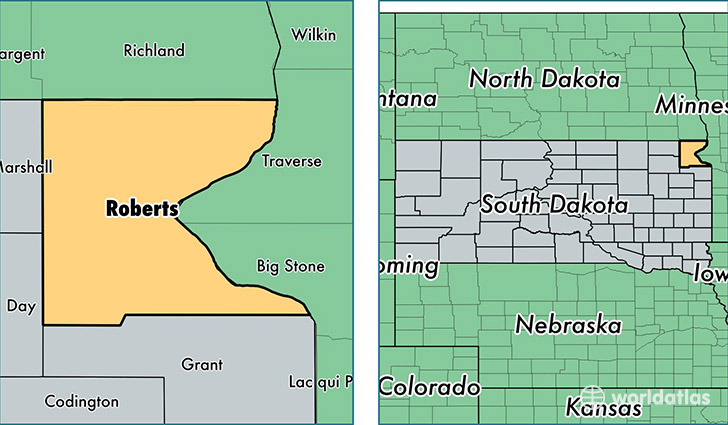 location of Roberts county on a map