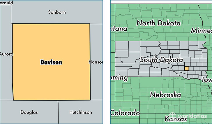 location of Davison county on a map