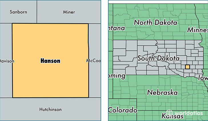 location of Hanson county on a map