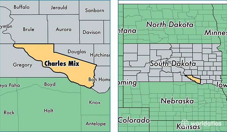 location of Charles Mix county on a map