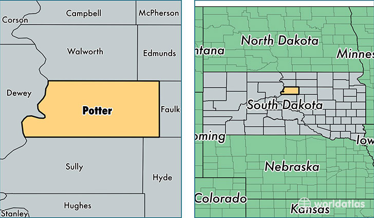 location of Potter county on a map