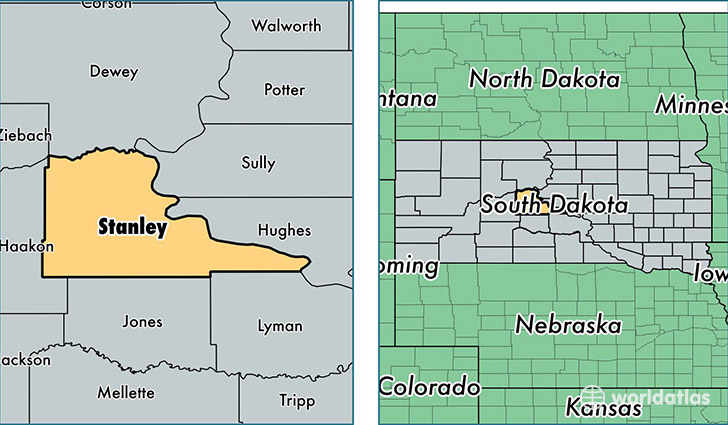 location of Stanley county on a map