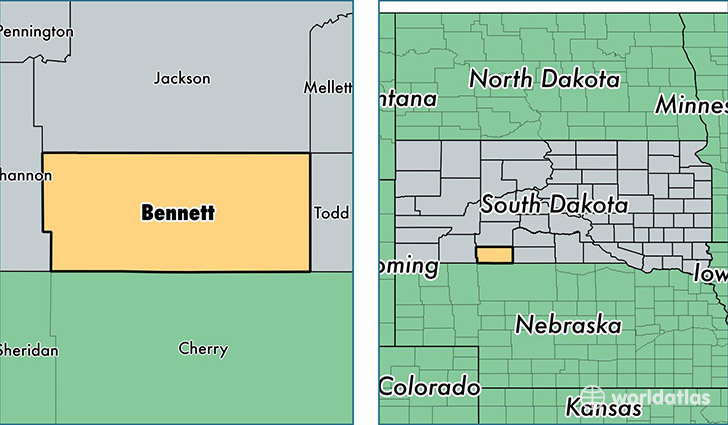 location of Bennett county on a map