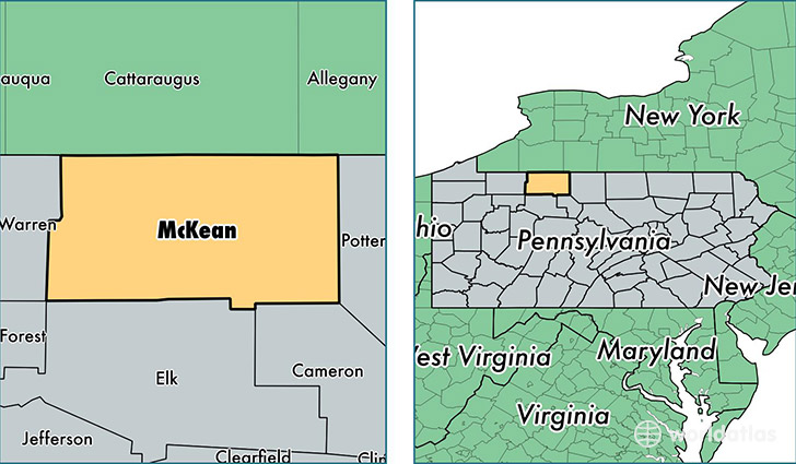 location of McKean county on a map