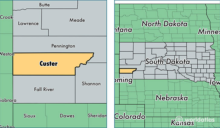 location of Custer county on a map