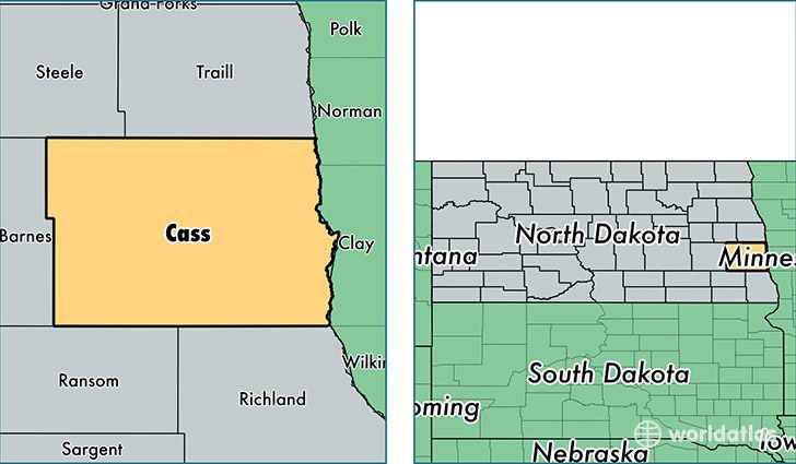 location of Cass county on a map