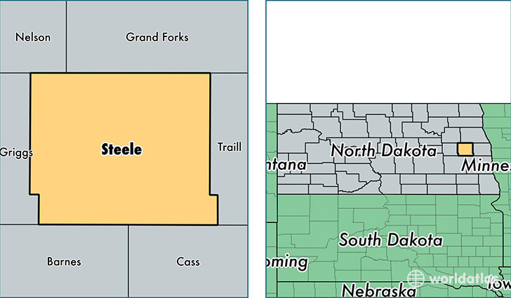 location of Steele county on a map