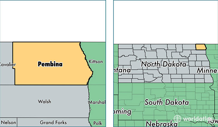 location of Pembina county on a map