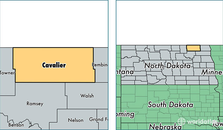 location of Cavalier county on a map