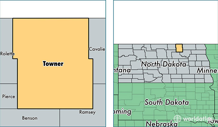 location of Towner county on a map