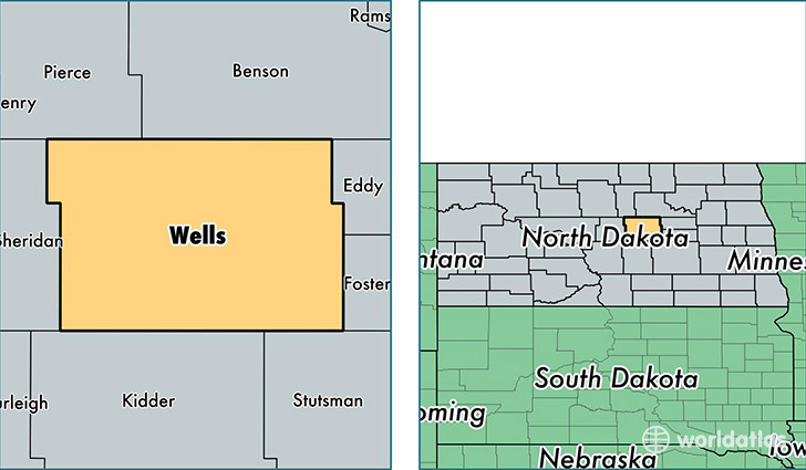 location of Wells county on a map