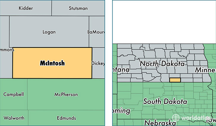 location of McIntosh county on a map