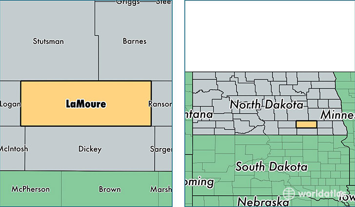 location of Lamoure county on a map