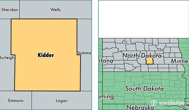 location of Kidder county on a map
