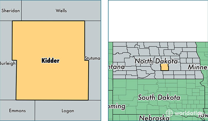 location of Kidder county on a map